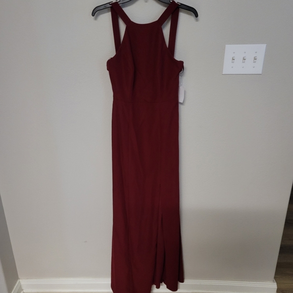 CLEARANCE NWT Dessy Collection by Vivian Diamond Halter Open Back Dress Size 4 - Picture 2 of 9